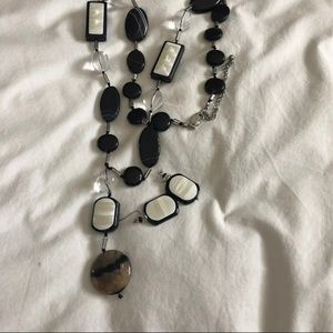 NWOT.  Chicos Black / White Necklace & Earrings set.